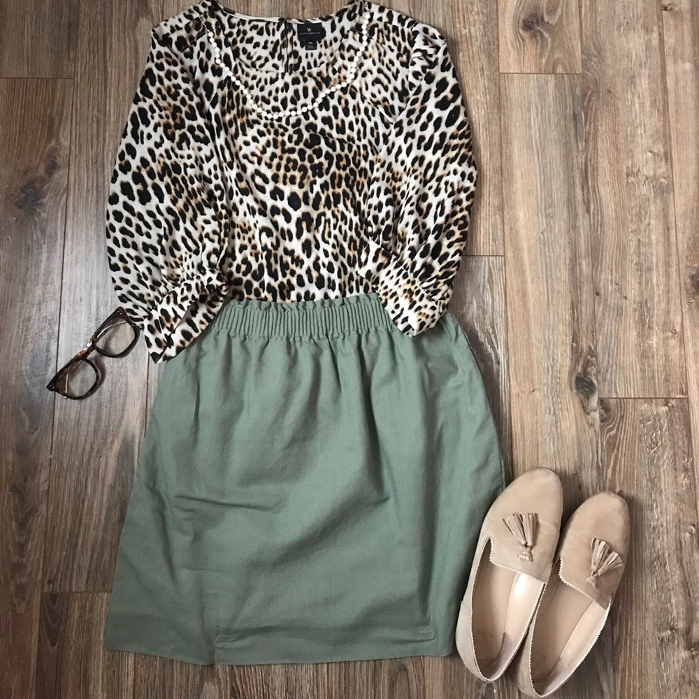 J.crew Olive Sidewalk Skirt
